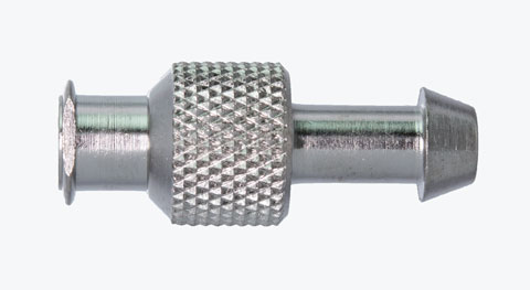 A1244 Female Luer to .272" OD Barb (3/8" round body,knurled)